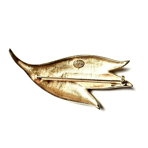 Napier Vintage Gold-Tone and Cream Pearlized Enamel Brooch GUC - Picture 2 of 7